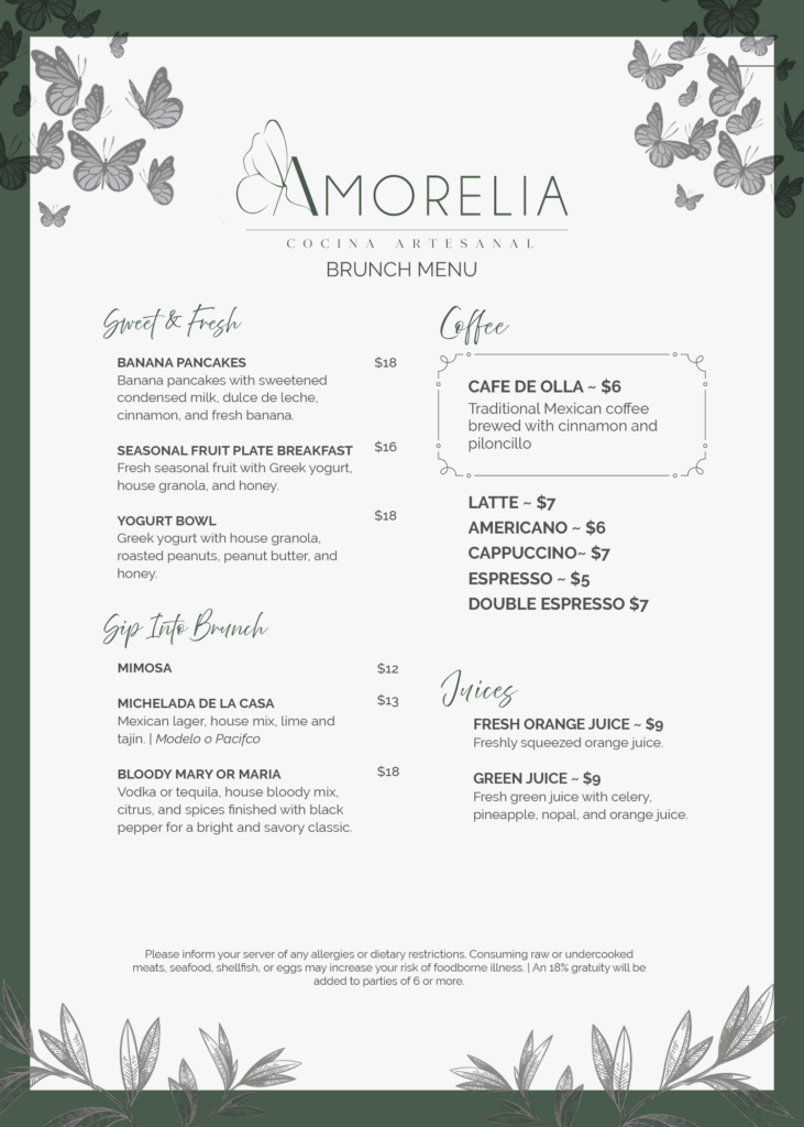Brunch Menu Amorelia