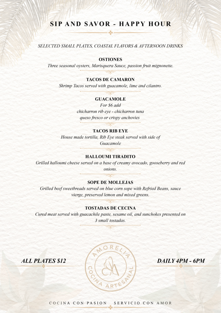 Happy Hour Menu Amorelia